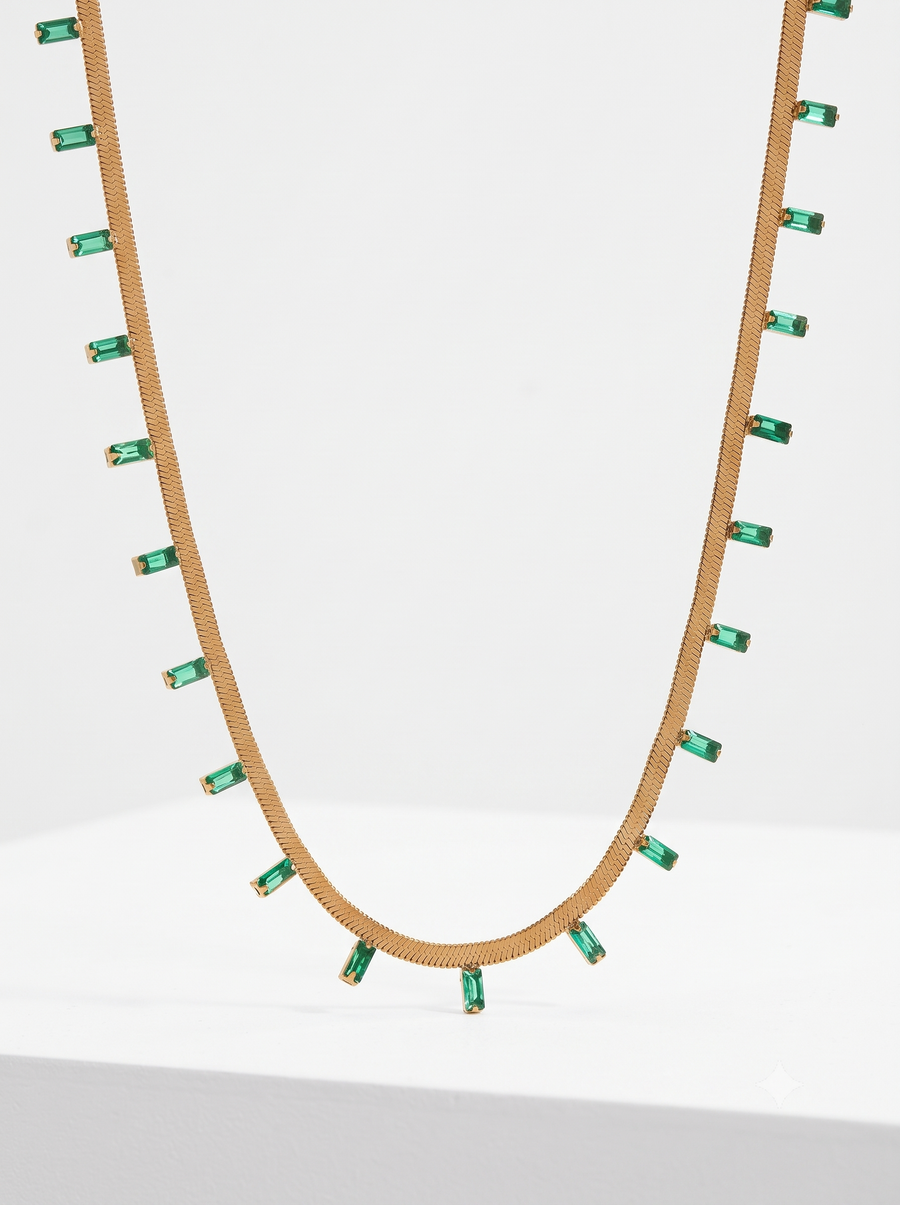 Women 18K Thick Gold Plated Saanvi Drop Charm Necklace