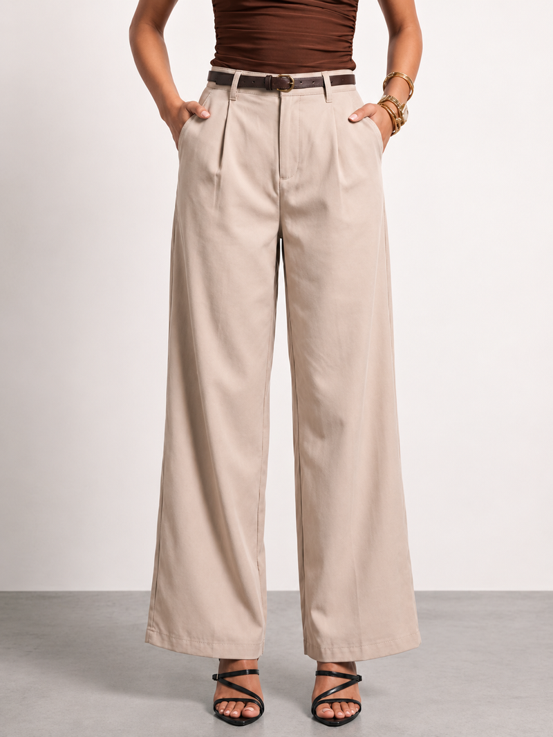 Women Pleated Chinos Trousers