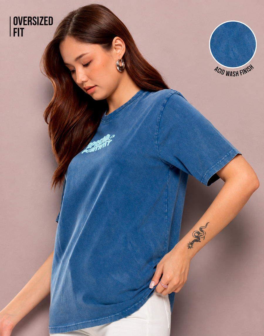 Women’s Acid Wash Oversized Puff Graphic T-Shirt