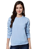 Conversational Printed Round Neck Fleece Pullover Sweatshirt