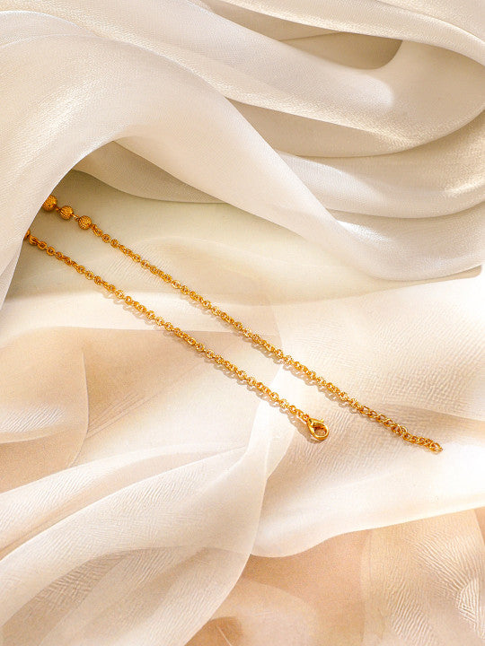 18K Gold-Plated Cubic Zirconia Stone Gold, Green & Pink Beaded Matar Mala Necklace