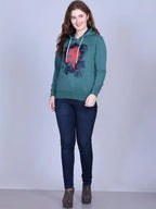 Women Printed Hooded Sweatshirt