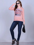 Women Printed Hooded Sweatshirt