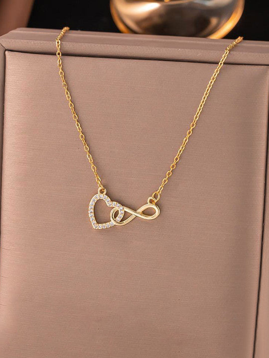 Gold-Plated Stainless Steel Stones Studded Minimal Necklace