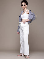 Women Textured High-Rise Wrinkle Free Trousers