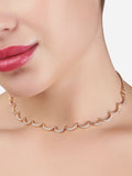 Brass Rose Gold-Plated Cubic Zirconia Necklace