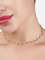 Brass Rose Gold-Plated Cubic Zirconia Necklace