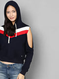 Women Colourblocked Hooded Sweatshirt