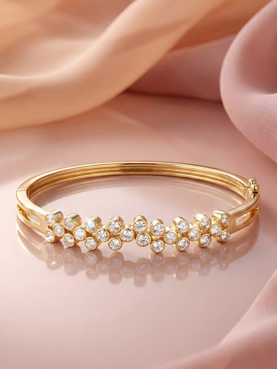 14K Gold-Plated Cubic Zirconia Cluster Anti-Tarnish Bracelet