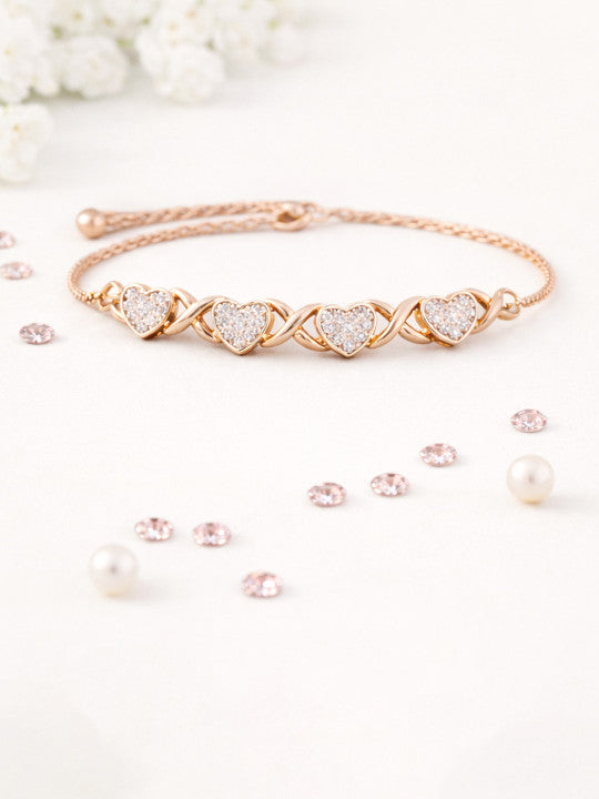Women Crystals Rose Gold-Plated Link Bracelet