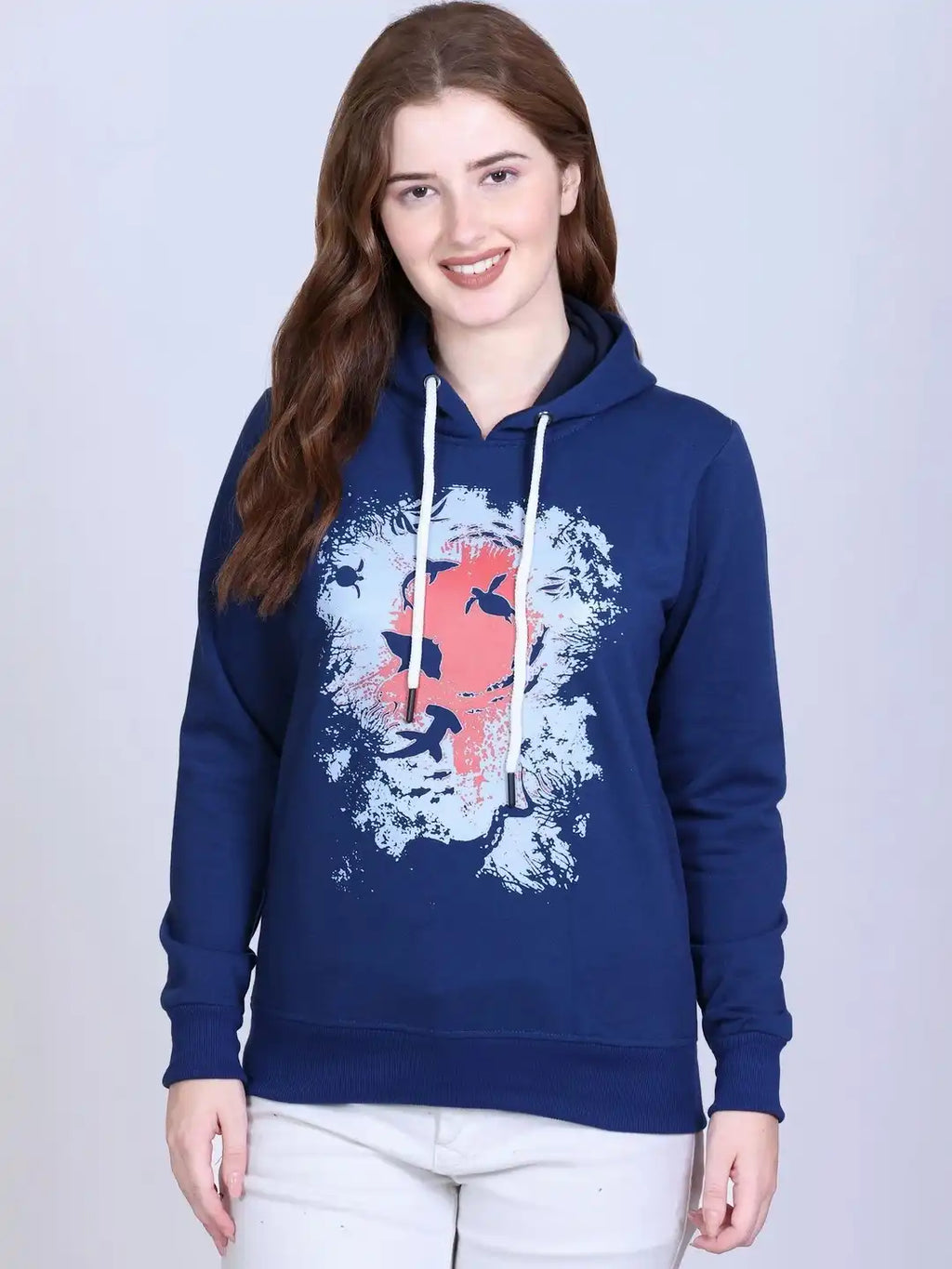 Women Printed Hooded Sweatshirt