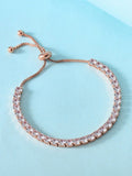 Rose Gold Plated Round Cut Cubic Zirconia Matrix Tennis Bracelet