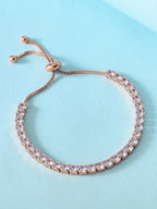 Rose Gold Plated Round Cut Cubic Zirconia Matrix Tennis Bracelet