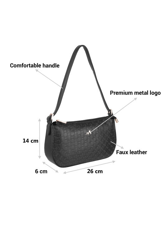 Zip Detail Structured Shoulder Bag