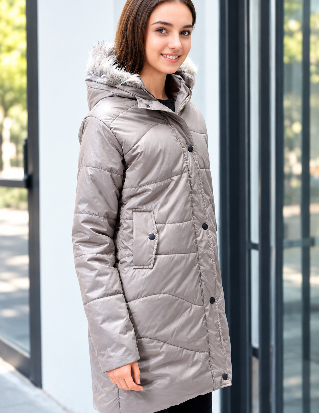 Women Hooded Solid Casual Parka Jacket