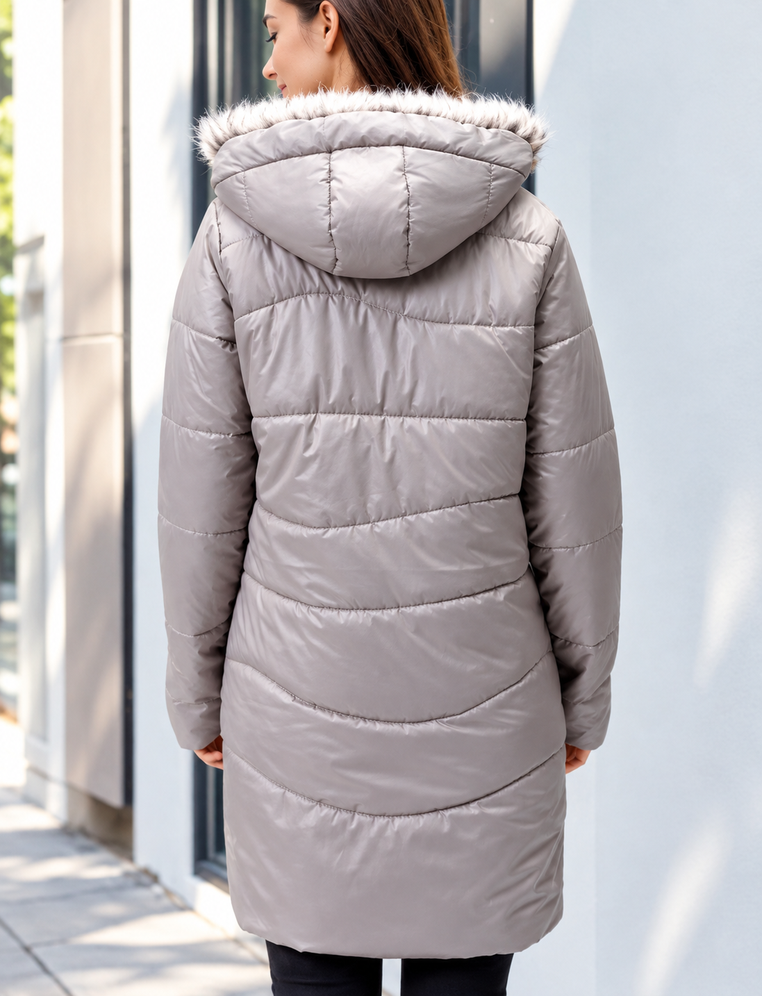 Women Hooded Solid Casual Parka Jacket