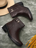 Women Brown Solid Heeled Boots