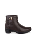 Women Brown Solid Heeled Boots