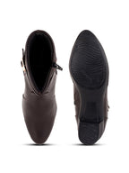 Women Brown Solid Heeled Boots