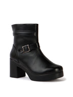 Block-Heeled Round Toe Ankle Boots