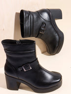 Block-Heeled Round Toe Ankle Boots