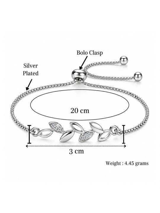 Women Cubic Zirconia Silver-Plated Charm Bracelet