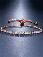 Rose Gold Plated Round Cut Cubic Zirconia Matrix Tennis Bracelet