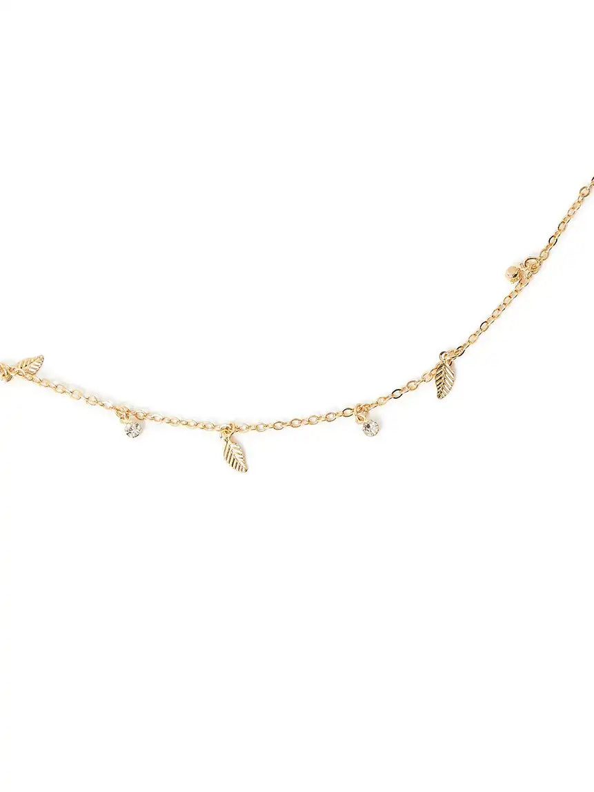Women Gold Feather Charms Bracelet