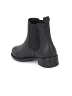 Women Black Solid Leather Chelsea Boots