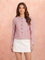 Self Design Collarless Single-Breasted Blazers