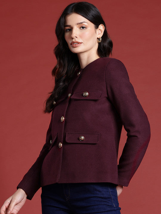 Single Breasted Mandarin Collar Regular Fit Blazer