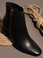 Black High-Top Block Heeled Boots