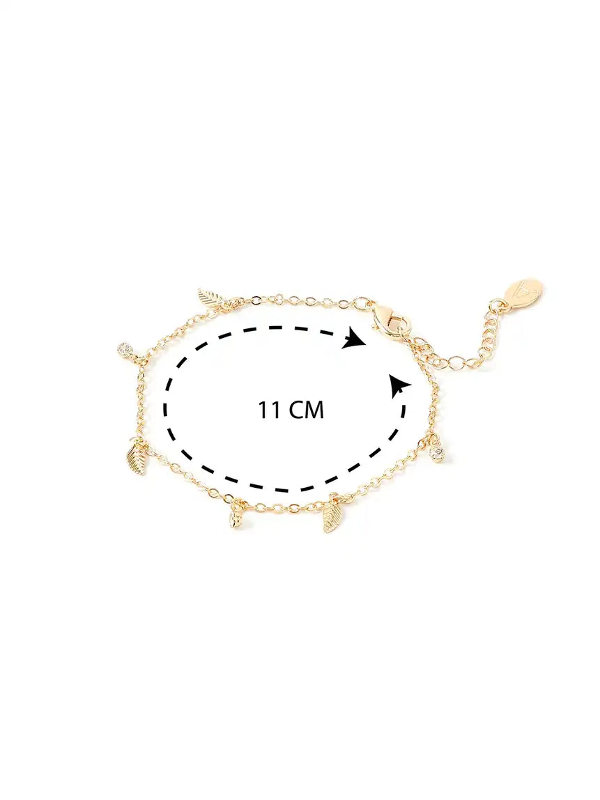 Women Gold Feather Charms Bracelet