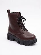 The Lifestyle Co Women Round Toe Lace-Ups Chunky Boots
