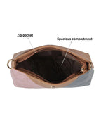 Geometric Colourblocked Detachable Strap Zip Detail Structured Sling Bag