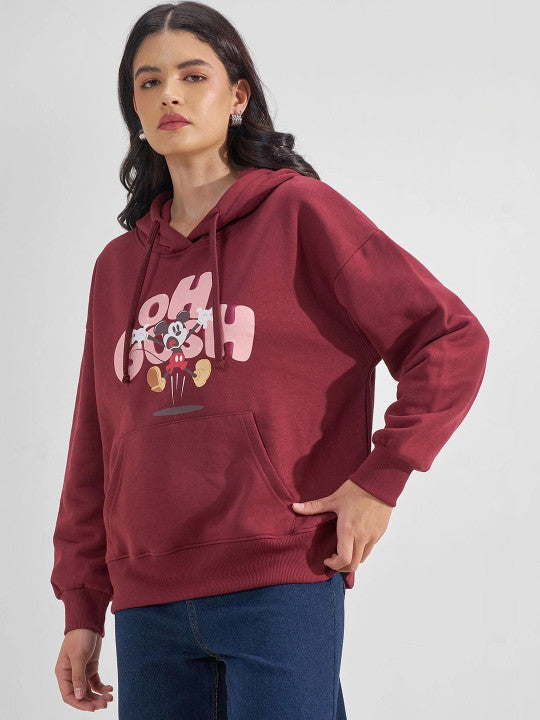 Women Printed Hooded Sweatshirt