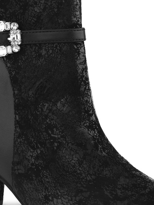 The Lifestyle Co Women Printed Pointed Toe Zip Boots