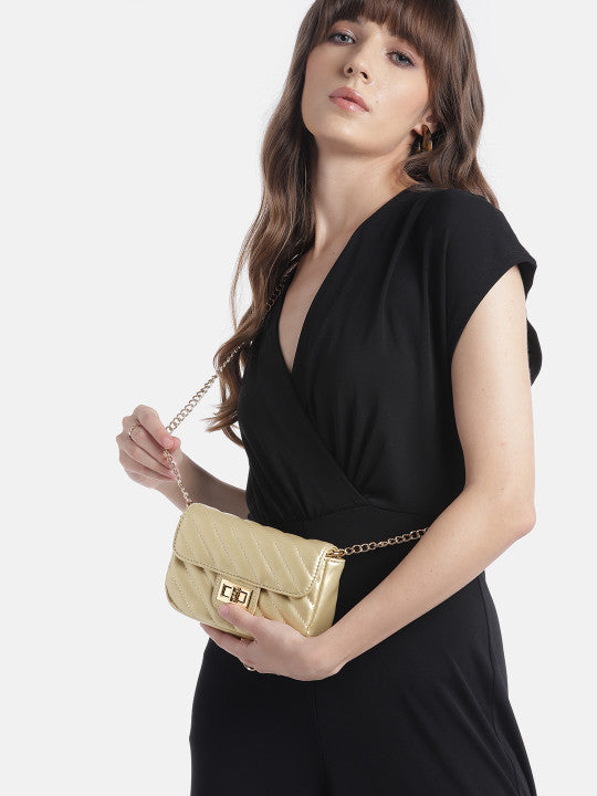 Leather Quilted Structured Sling Bag