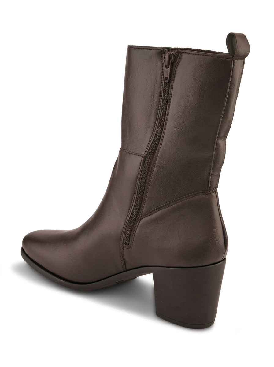 Women Pointed-Toe Mid-Top Block Heel Boots