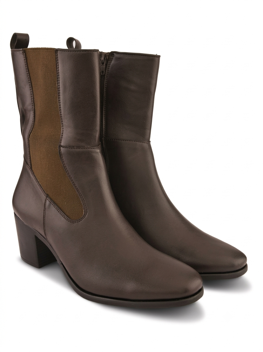 Women Pointed-Toe Mid-Top Block Heel Boots