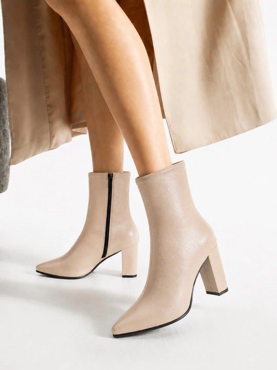 Women Textured Pointed Toe Zip Regular Boots