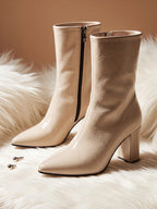 Women Textured Pointed Toe Zip Regular Boots