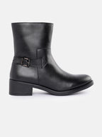 Women Buckle Detail Block Heel Chelsea Boots