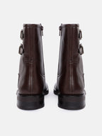 Women Buckle Detail Block Heel Boots