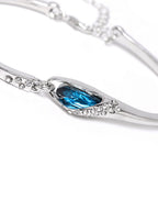 Women Set of 2 Blue Silver-Plated Stone-Studded Bracelets