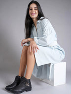 Women Textured Round Toe Zip Regular Boots
