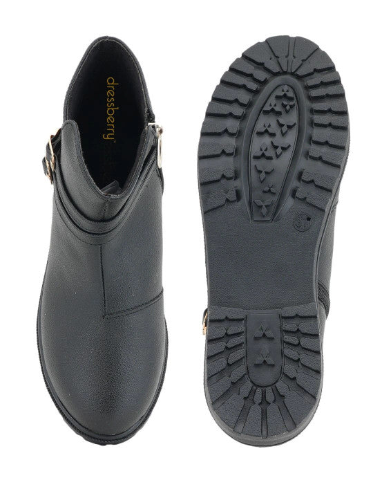Women Textured Round Toe Zip Regular Boots