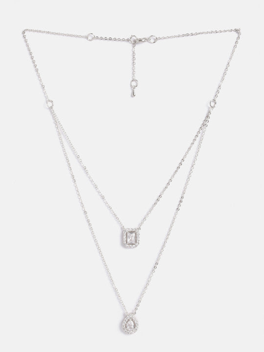 Silver-Toned Brass Silver-Plated Layered Necklace