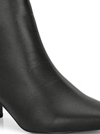 Women Black Solid Synthetic Trendy Ankle Pointed Shape Boots