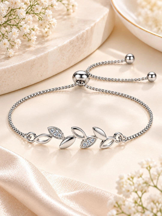 Women Cubic Zirconia Silver-Plated Charm Bracelet